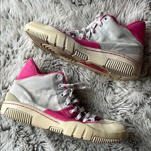 Nike Vintage Pink and White Women's High-Top Sneakers